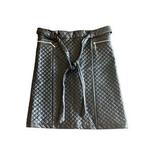 Soho Apparel Quilted Faux Leather Black Mini Skirt Size Medium